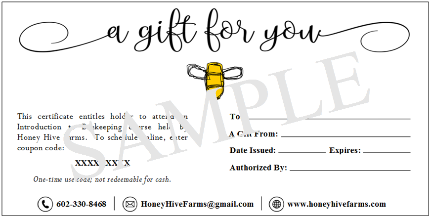 Beekeeping Class Gift Certificate