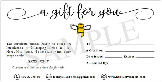 Beekeeping Class Gift Certificate